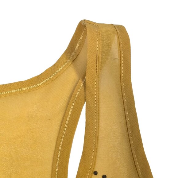 Daytrip Yellow Racerback Tank Top Rhinestones Sheer Lace Overlay Medium - Picture 5 of 12